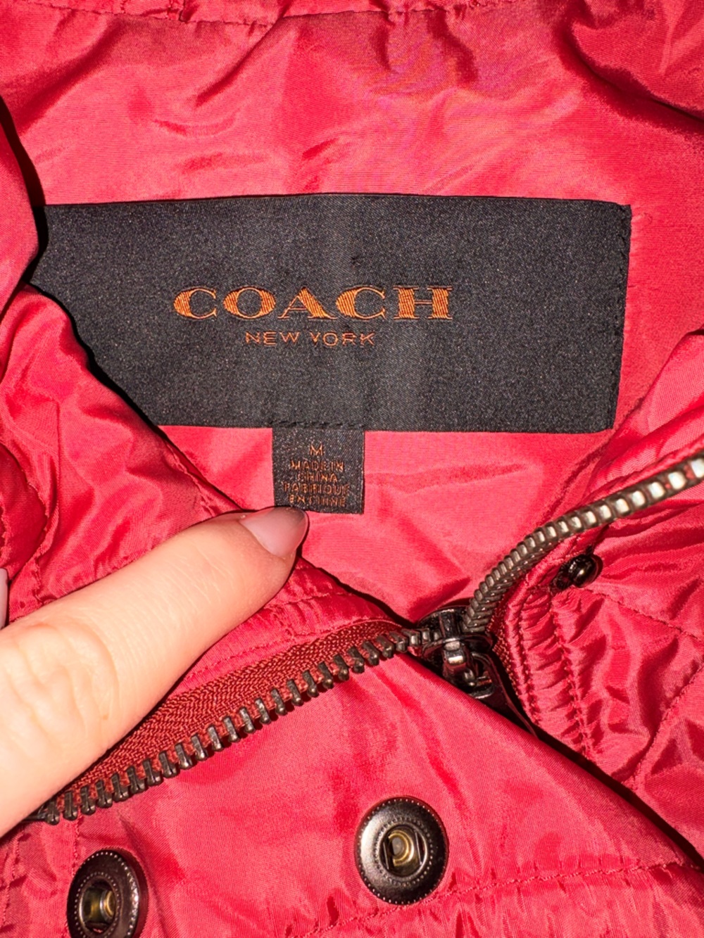 Coach Women's Quilted Red Jacket - Classic Lightweight Coat - Picture 4 of 4